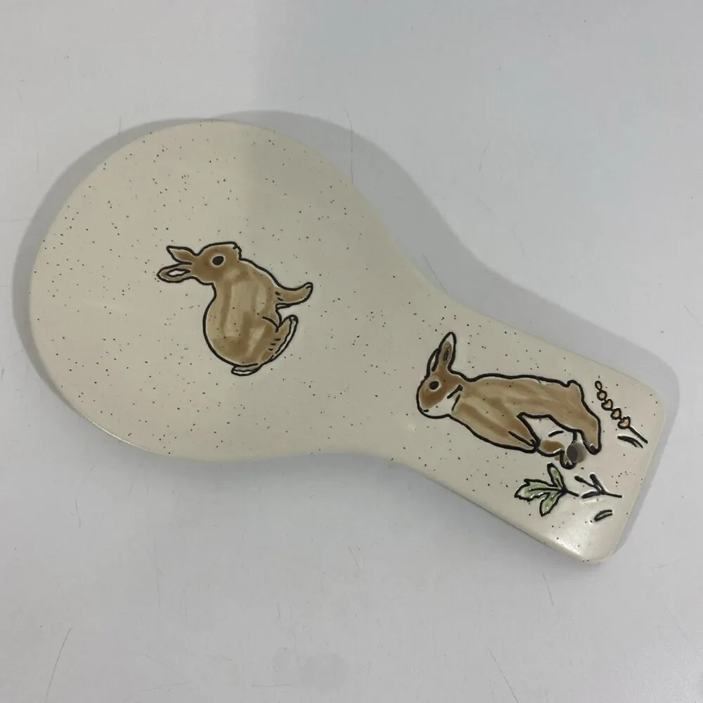 Eli + Ana‎ Bunny Rabbit Pottery Art Spoon Rest - Picture 5 of 7